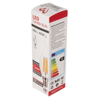 ЕЛЕКТРОННА КРУШКА HM4047.01 СТИЛ НА ПЛАМЪК LED С ЖИШКА 6W E14 3000K CLEAR С ДИМУМ