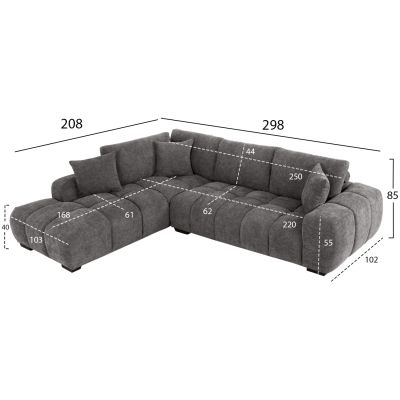 CORNER SOFA (LEFT) COVEN HM3266.03L DARK GREY FABRIC 298x102-208x85Hcm.