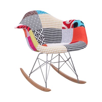 Rocking armchair Mirto HM8315 with colourful patchwork fabric 63x69x67 cm.