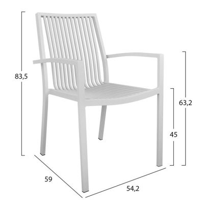 Set 5 pieces with Table 140x80x75.5 & Aluminum chairs in White color HM10527