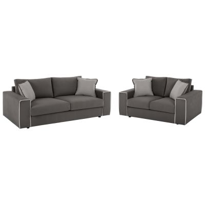 SOFA 2PCS SET ΗΟΜΕ FABRIC UNSTAINED AND WATER REPELLANT GREY HM3235.01