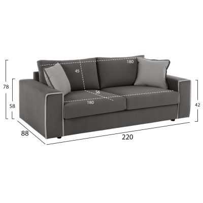 SOFA 2PCS SET ΗΟΜΕ FABRIC UNSTAINED AND WATER REPELLANT GREY HM3235.01