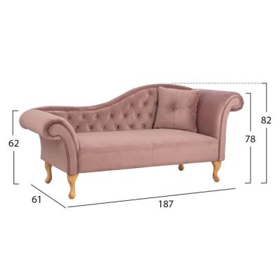 РЕКЛАЙНЕР DUSTY PINK VELVET HM3008.05 ДЯСНА РЪКА 187x61x82cm