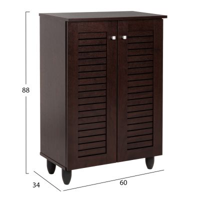 SHOE CABINET PROLLY HM9608.01 MELAMINE IN WENGE-2 DOORS-4 SHELVES 60x34x88Hcm.