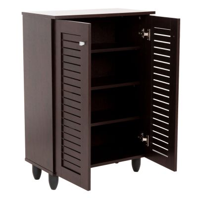 SHOE CABINET PROLLY HM9608.01 MELAMINE IN WENGE-2 DOORS-4 SHELVES 60x34x88Hcm.