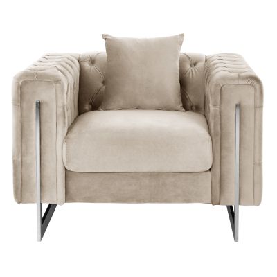 ARMCHAIR t.CHESTERFIELD CREAM HM3261.02 VELVET CREAM-METAL LEGS 99x86,5x77Hcm.