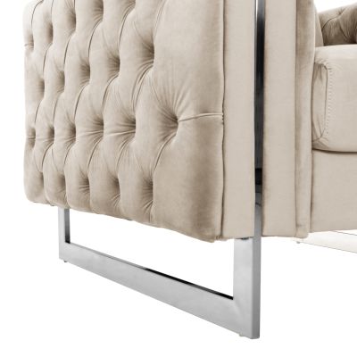 ARMCHAIR t.CHESTERFIELD CREAM HM3261.02 VELVET CREAM-METAL LEGS 99x86,5x77Hcm.