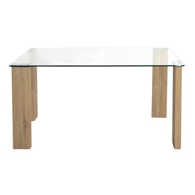 Dining Table Morgan 140x80x75cm HM0083.01 Glass with wooden legs