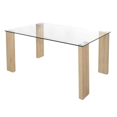 Dining Table Morgan 140x80x75cm HM0083.01 Glass with wooden legs