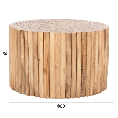 COFFEE TABLE ROUND COOTER HM9863 TEAK BRANCHES- NATURAL Φ80x50Hcm.