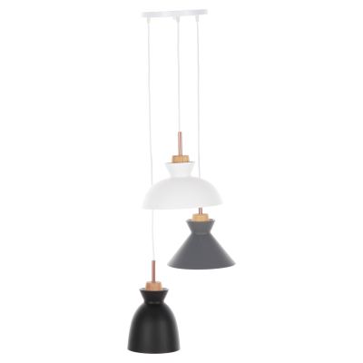 CEILING PENDANT 3-LIGHT HM4142 METAL IN BLACK-GREY-WHITE 120H cm.