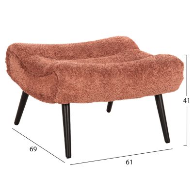 STOOL-FOOTREST KEMBA HM9606.02 PINK BOUCLE FABRIC-BLACK WOODEN LEGS 68X58X40Hcm.