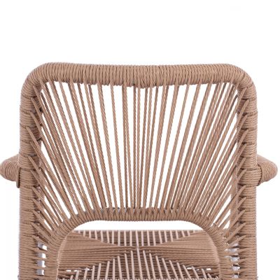 WHITE ALUMINUM ARMCHAIR WITH BEIGE PE ROPE HM5771.01 55Χ63Χ82 cm.