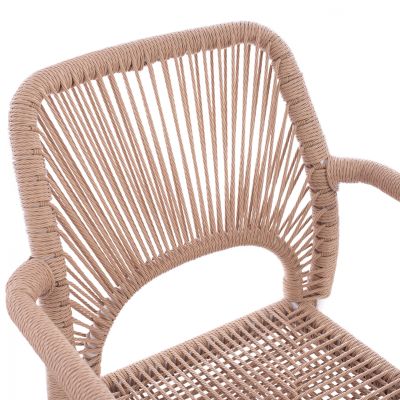 WHITE ALUMINUM ARMCHAIR WITH BEIGE PE ROPE HM5771.01 55Χ63Χ82 cm.