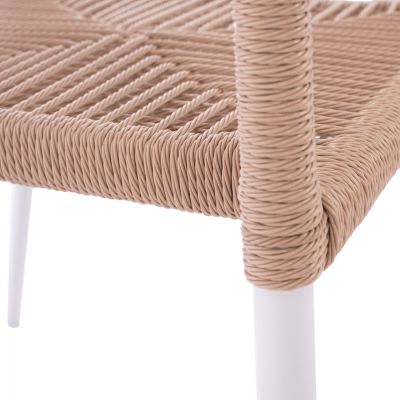 WHITE ALUMINUM ARMCHAIR WITH BEIGE PE ROPE HM5771.01 55Χ63Χ82 cm.