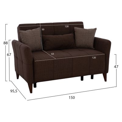 SOFA GALILEO HM3189.02 BROWN 150x95.5x88 cm.