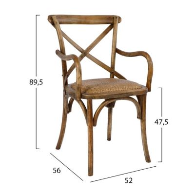 Wooden chair with arms Forenza HM0105.01 Natural and mat 52x56x89,5  cm