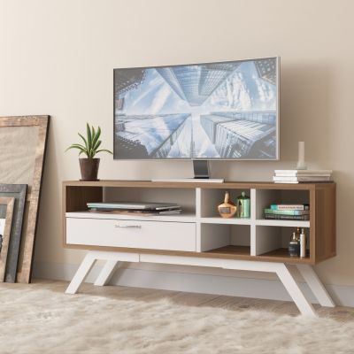 HM9314, TV furniture CRONOS, walnut-white, 110x30x50cm