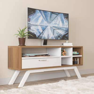 HM9314, TV furniture CRONOS, walnut-white, 110x30x50cm