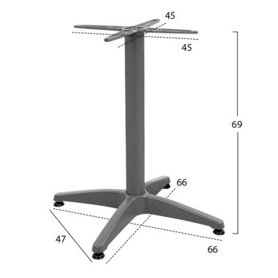 Алуминиева основа 4 крака 65x65x70cm с кръст 48x48cm HM448.04 Сиво