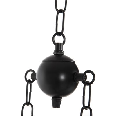 CEILING PENDANT 6-LIGHT HM4118 WOODEN FISH-BLACK METAL-GLASS 95x35x116H cm.