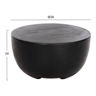 SIDE TABLE POMPU HM9794.02 SOLID SUAR WOOD IN BLACK COLOR Φ58x34Hcm.