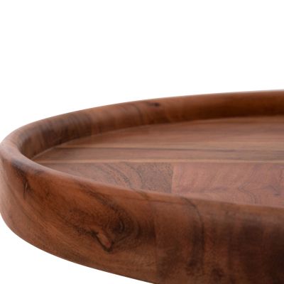 SET 2PCS COFFEE TABLES ROUND RAJJEH HM11943 SOLID ACACIA WOOD IN NATURAL Φ50 & Φ60cm.