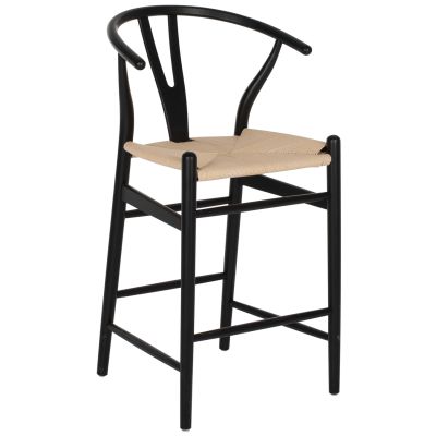 BAR STOOL BRAVE WITH WISHBONE BACK BEECH WOOD BLACK HM9405.02 48x53x100H cm.