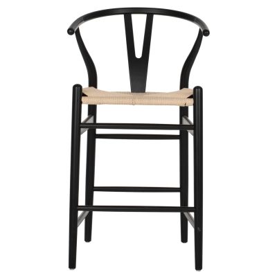 BAR STOOL BRAVE WITH WISHBONE BACK BEECH WOOD BLACK HM9405.02 48x53x100H cm.