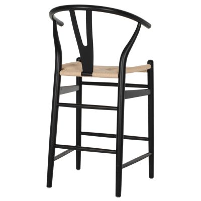 BAR STOOL BRAVE WITH WISHBONE BACK BEECH WOOD BLACK HM9405.02 48x53x100H cm.