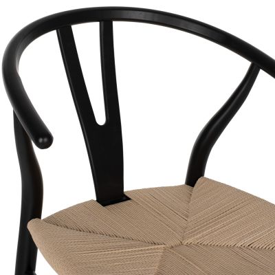 BAR STOOL BRAVE WITH WISHBONE BACK BEECH WOOD BLACK HM9405.02 48x53x100H cm.