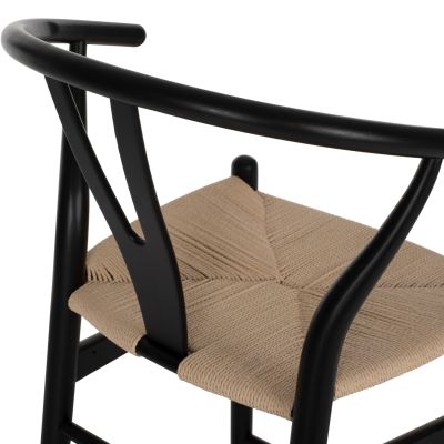 BAR STOOL BRAVE WITH WISHBONE BACK BEECH WOOD BLACK HM9405.02 48x53x100H cm.