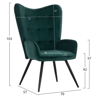 HM8918.03 armchair CRAWLEY, footstool, cypress green velvet