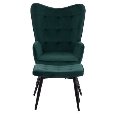 HM8918.03 armchair CRAWLEY, footstool, cypress green velvet