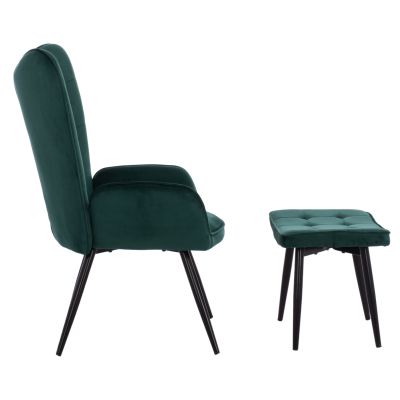 HM8918.03 armchair CRAWLEY, footstool, cypress green velvet