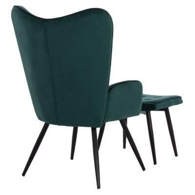 HM8918.03 armchair CRAWLEY, footstool, cypress green velvet