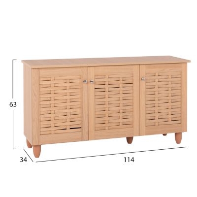 SHOE CABINET IGGY 3-DOOR HM2211.09 MELAMINE IN OAK COLOR 114Χ34Χ63Hcm.