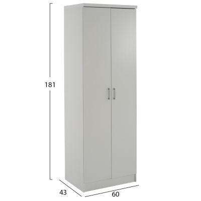 WARDROBE BAILEY HM337.05 2-LEAF 3 SHELVES MELAMINE IN WHITE 60Χ43Χ181H cm.