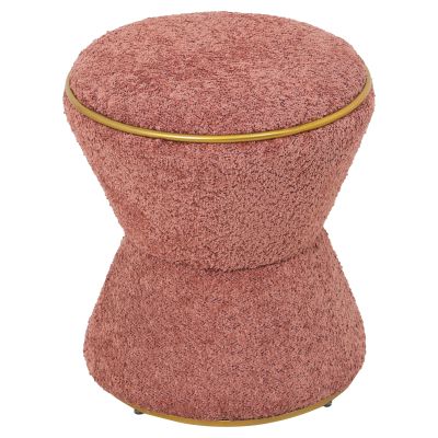 STOOL ROUND LINNER HM9604.12 BOUCLE FABRIC PINK-GOLD DETAIL Φ38,5x43Hcm.