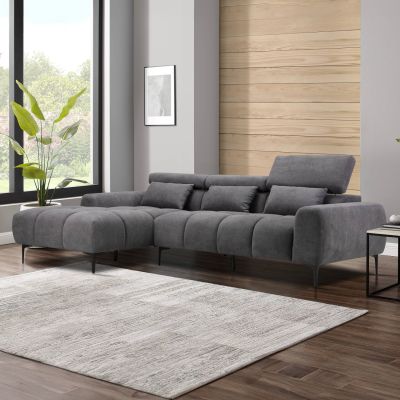 CORNER SOFA LEFT DIVYA HM3267.02L SYNTHETIC SUEDE IN GREY 264x175x99Hcm.