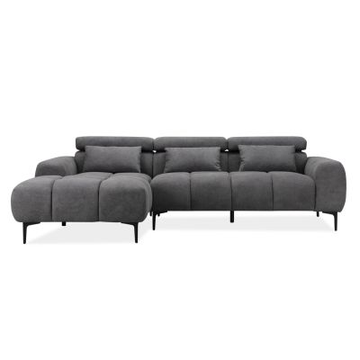 CORNER SOFA LEFT DIVYA HM3267.02L SYNTHETIC SUEDE IN GREY 264x175x99Hcm.