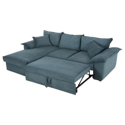 CORNER (LEFT) SOFA-BED WITH STORAGE SPACE ALDO HM3276.03L PETROL GREEN FABRIC 256x91-159x87Hcm.