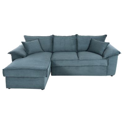 CORNER (LEFT) SOFA-BED WITH STORAGE SPACE ALDO HM3276.03L PETROL GREEN FABRIC 256x91-159x87Hcm.