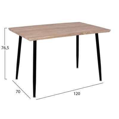 Dining Table PALOMA HM8334.01, 120x70x76,5-sonoma, black legs