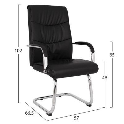 Конферентен стол JACOB HM1045.11 Черен PU с хромирана основа 57x66,5x102 см