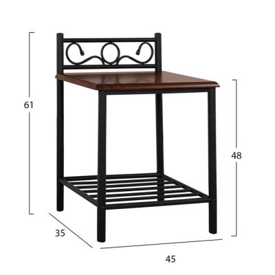 Нощно шкафче Suzie HM388 от метал и дърво 45x35x48-61 см