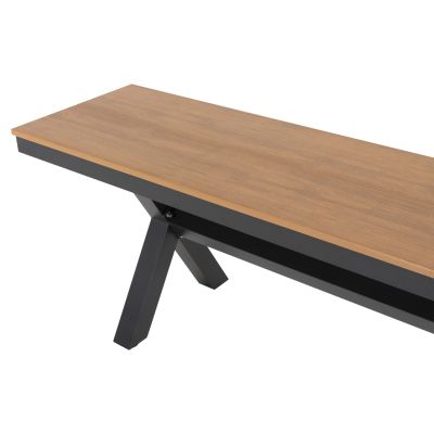 ALUMINUM BENCH TAWNEE HM6038.01 ANTHRACITE WITH POLYWOOD SEAT IN NATURAL WOOD COLOR 150x36x45Hcm.