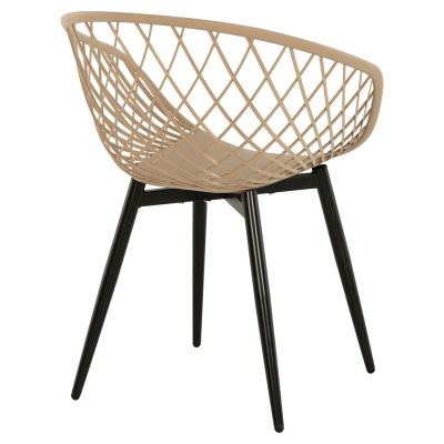 КРЕСЛО ARIADNE HM8001.23 КАПУЧИНО ПОЛИПРОПИЛЕН-ЧЕРНИ МЕТАЛНИ КРАКА 63x56x80Hсм.