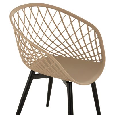 КРЕСЛО ARIADNE HM8001.23 КАПУЧИНО ПОЛИПРОПИЛЕН-ЧЕРНИ МЕТАЛНИ КРАКА 63x56x80Hсм.