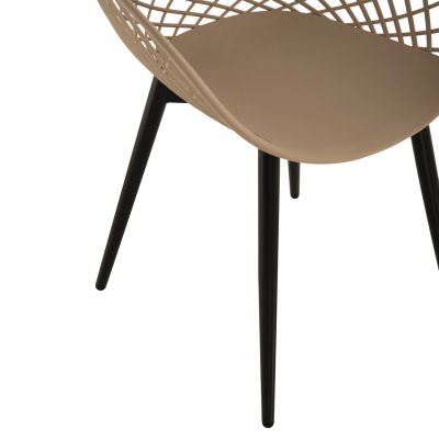 КРЕСЛО ARIADNE HM8001.23 КАПУЧИНО ПОЛИПРОПИЛЕН-ЧЕРНИ МЕТАЛНИ КРАКА 63x56x80Hсм.